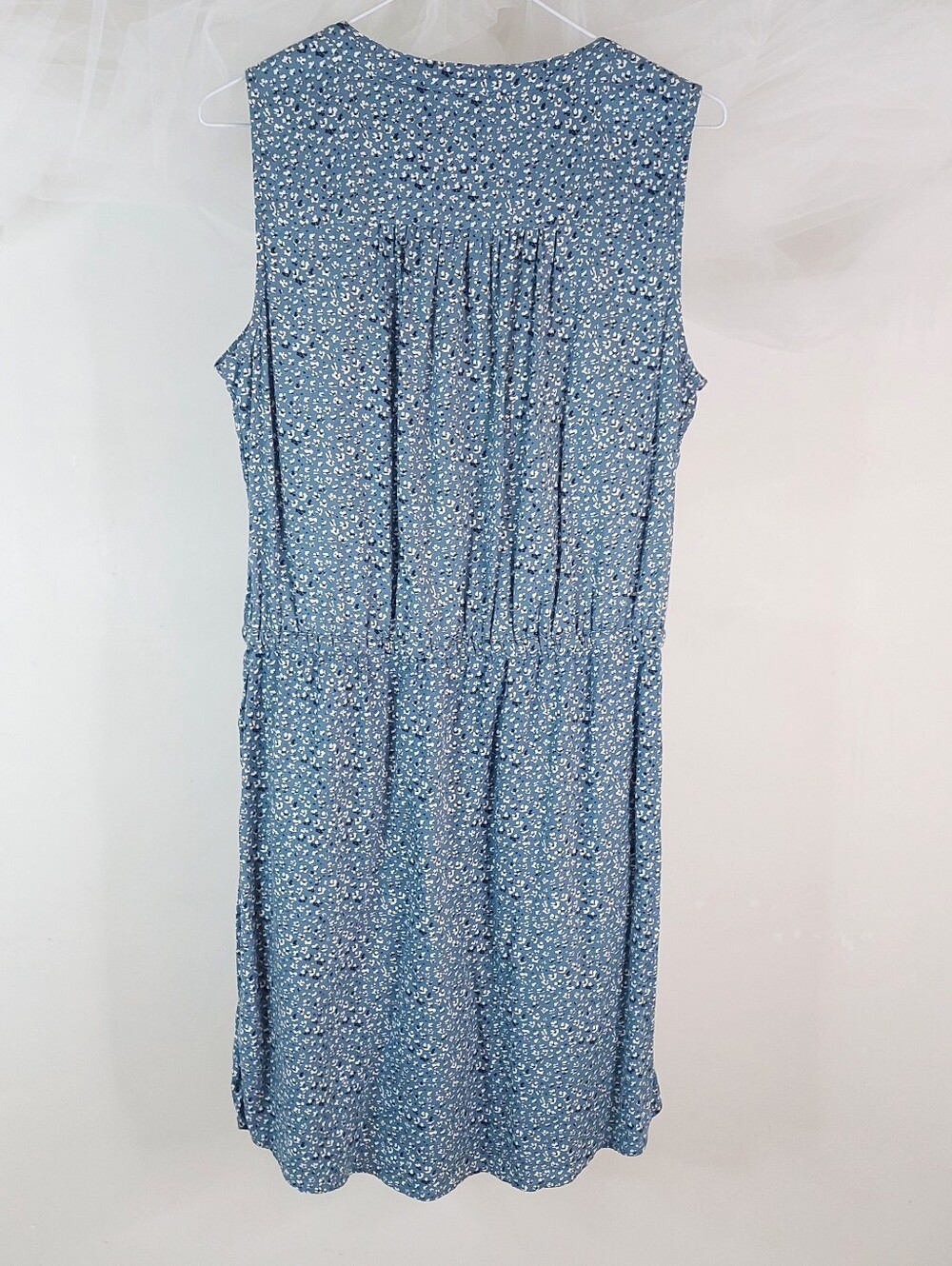 Denver Hayes Blue White Floral Sleeveless Drawstring Tunic Dress Size S - Picture 8 of 11